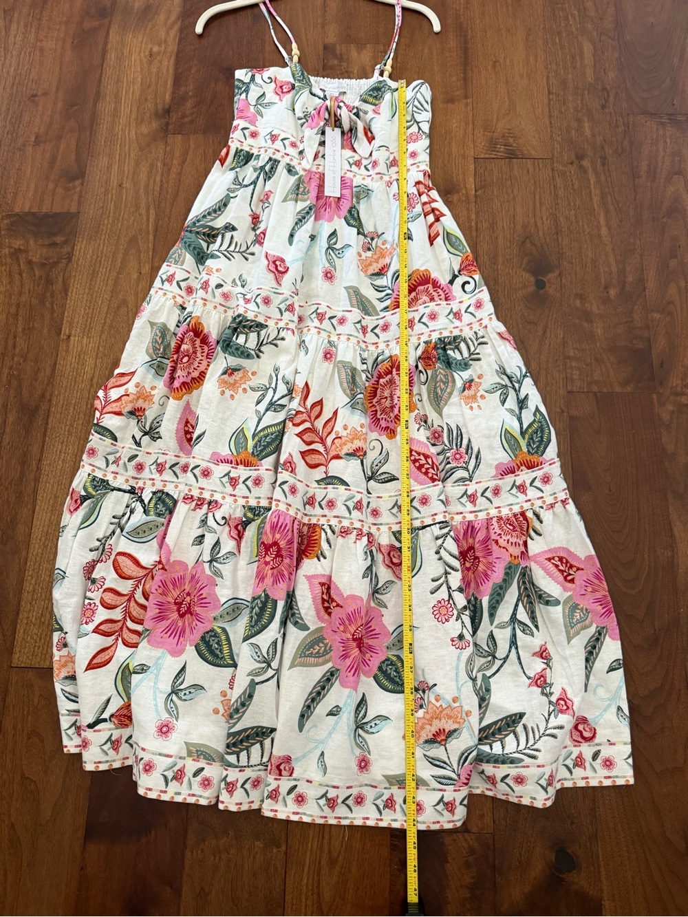 House of Harlow 1960 White Maxi Dress with Pink & Green Floral Print - Picture 6 of 9